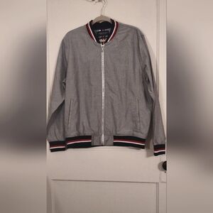 Men's L Denim & Flower Varsity Zip up Jacket